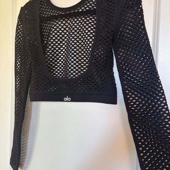 Alo yoga knit top shirt Seamless Open Air Cover Up Black Size S - Picture 7 of 12